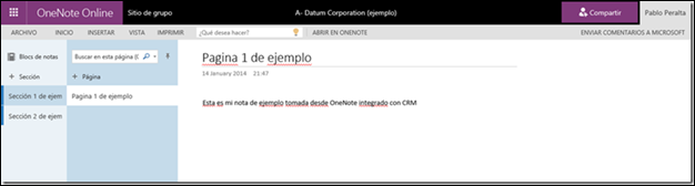 OneNote in CRM Step 3