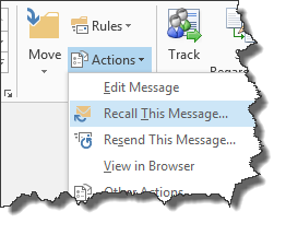 How to recall the email in Outlook