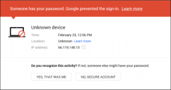 Access to gmail from unknown location
