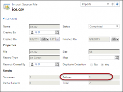 Failed import using business rule