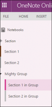 OneNote section group in OneNote Online