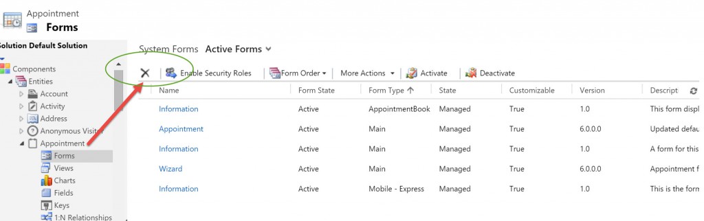 Activities with no Custom Forms Capability