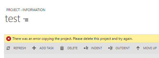 WBS error for new projects