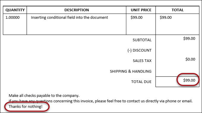 Conditional values in the template