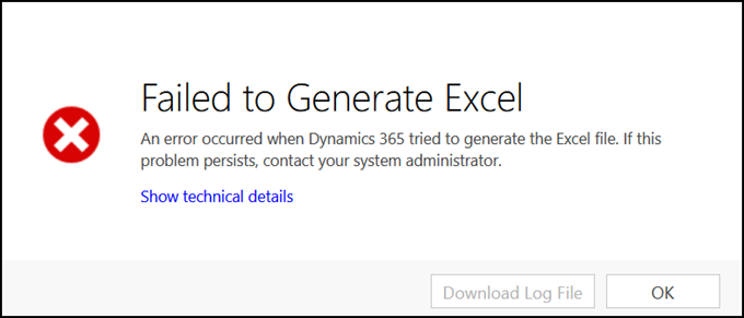 Failed to generate Excel