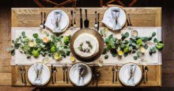 Fine dining table setting from above