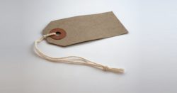 Empty paper tag with a white string attached