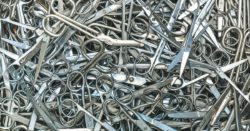 Lot of stainless steel scissors in a pile