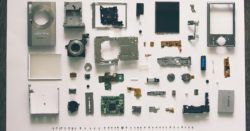 A disassembled electronic device parts on a table