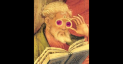 The "Glasses Apostle" painting in the altarpiece of the church of Bad Wildungen, Germany. Painted by Conrad von Soest in 1403, "Glasses Apostle" is considered the oldest depiction of eyeglasses north of the Alps.